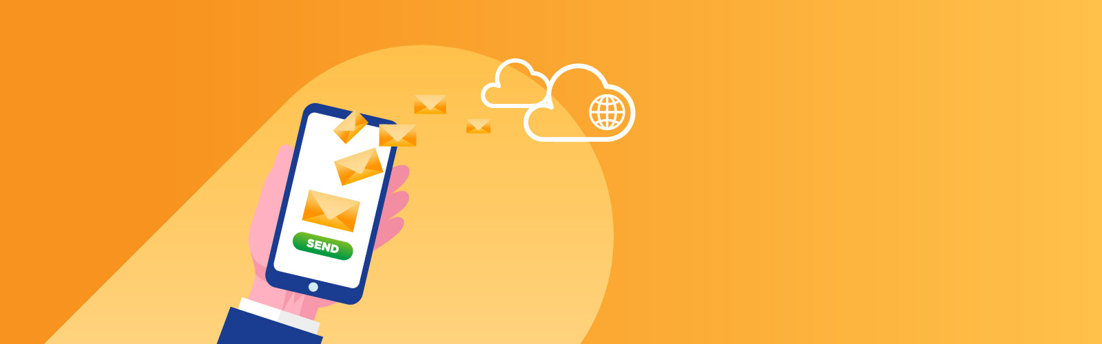Instant Message Connector banner showing a hand holding a phone sending messages to the cloud